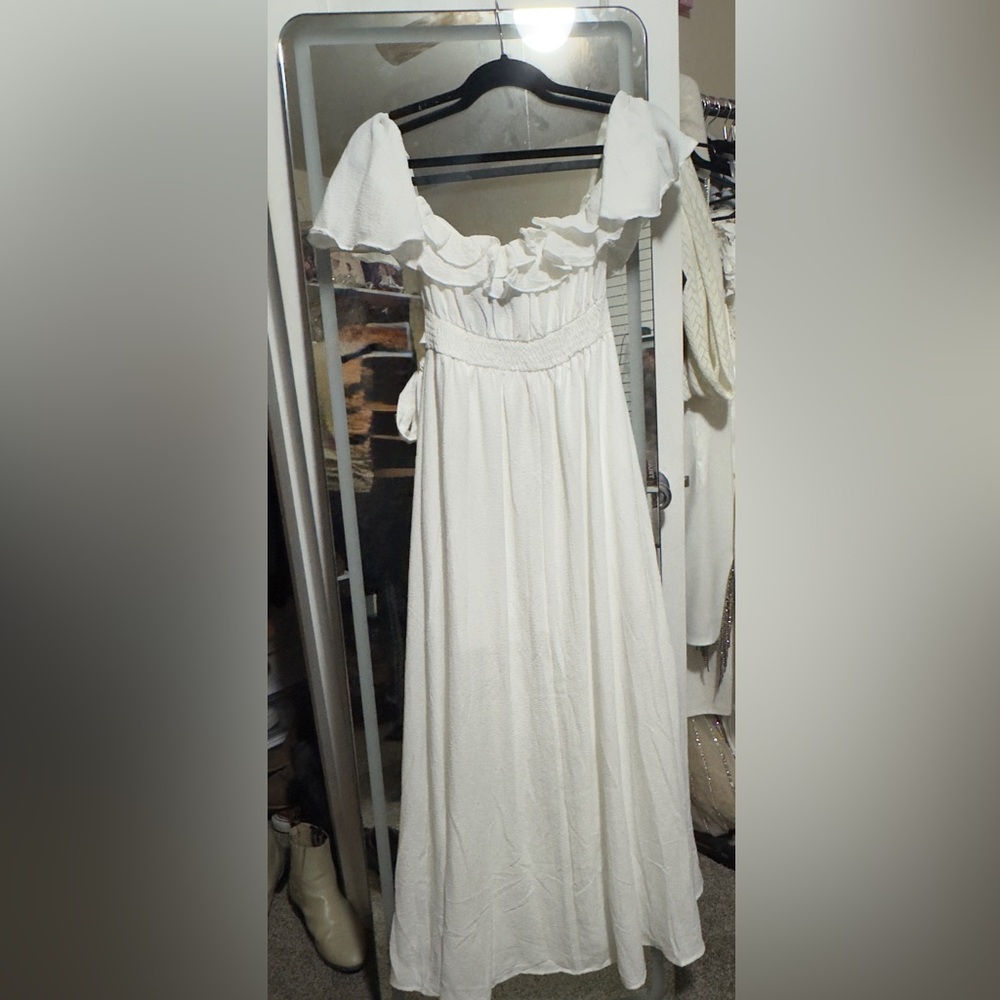 White Ruffle Maxi Dress - Picture 2 of 4